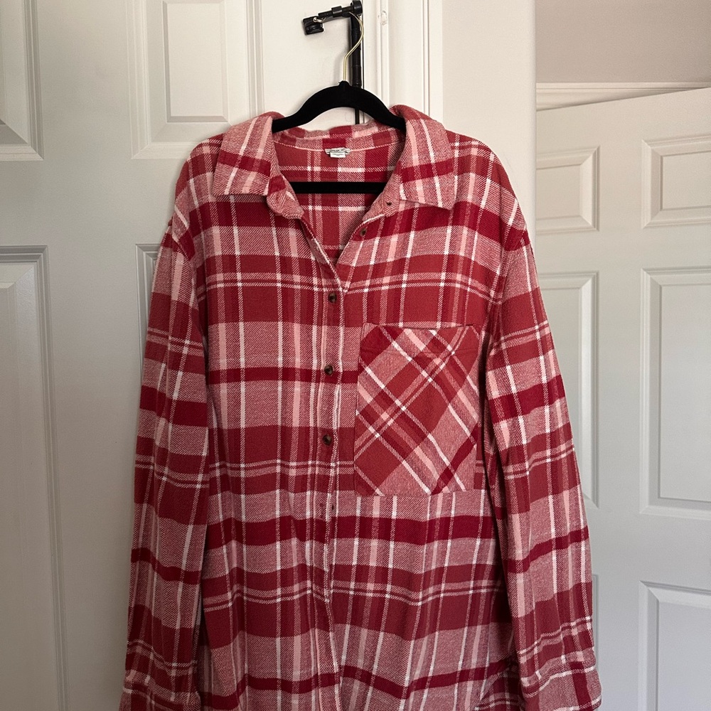 Aerie Flannel Shirt Ahh- mazingly Soft Red and White